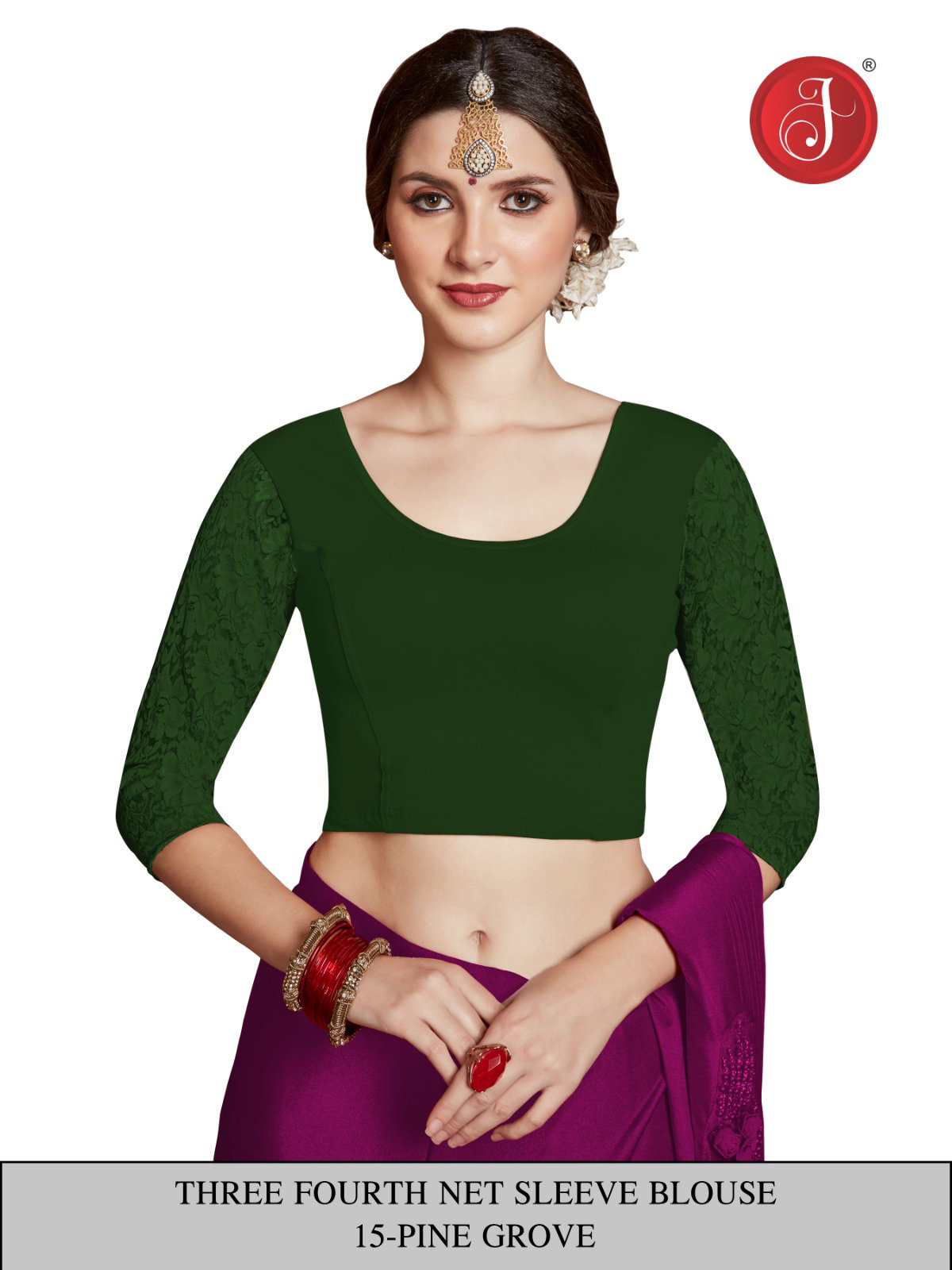 Jelite Three Fourth Net Sleeve Cotton Readymade Blouse