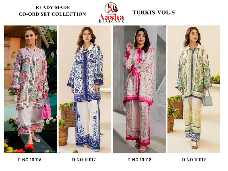 Aasha Turkis Vol 5 Modal Sattin Printed Co Ord Set Collection