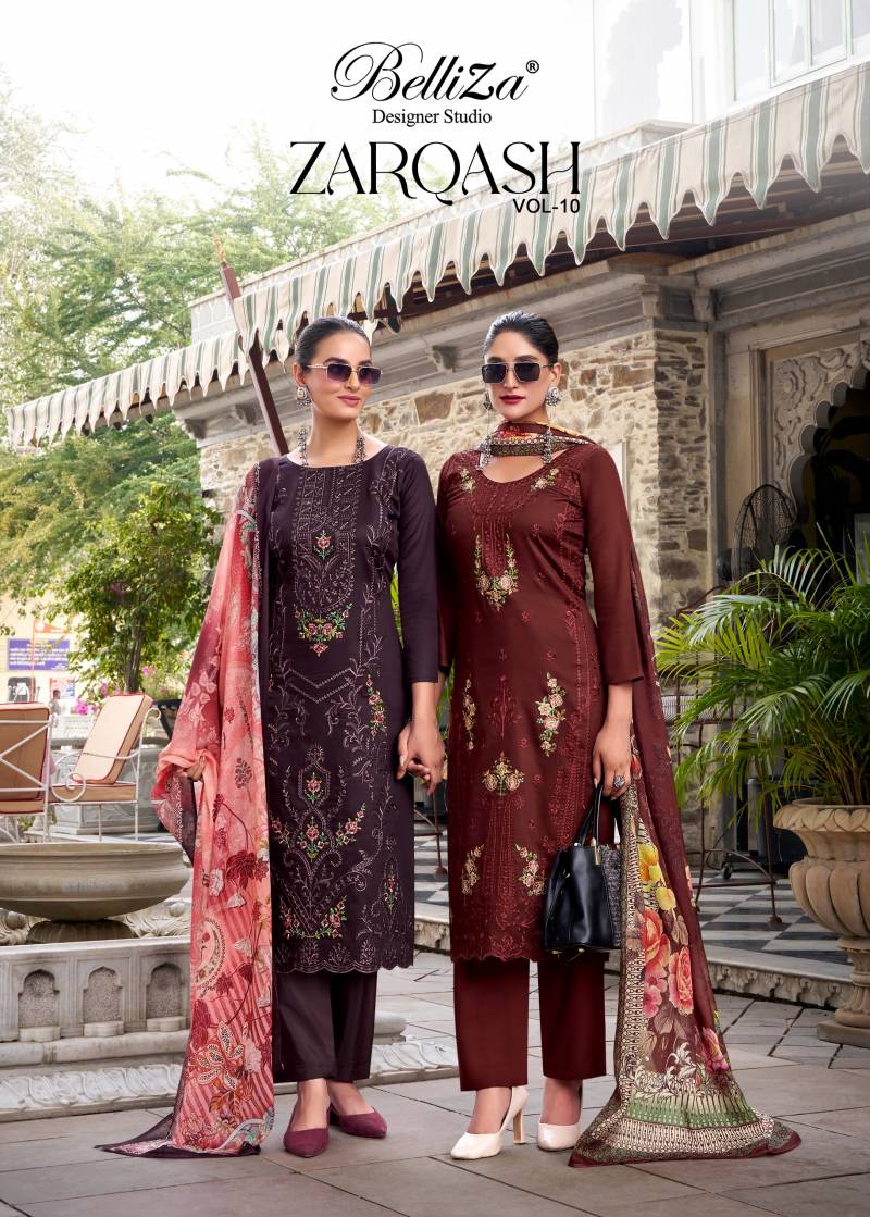 Belliza Zarqash Vol 10 Jam Designer Embroidery Dress Material Collection