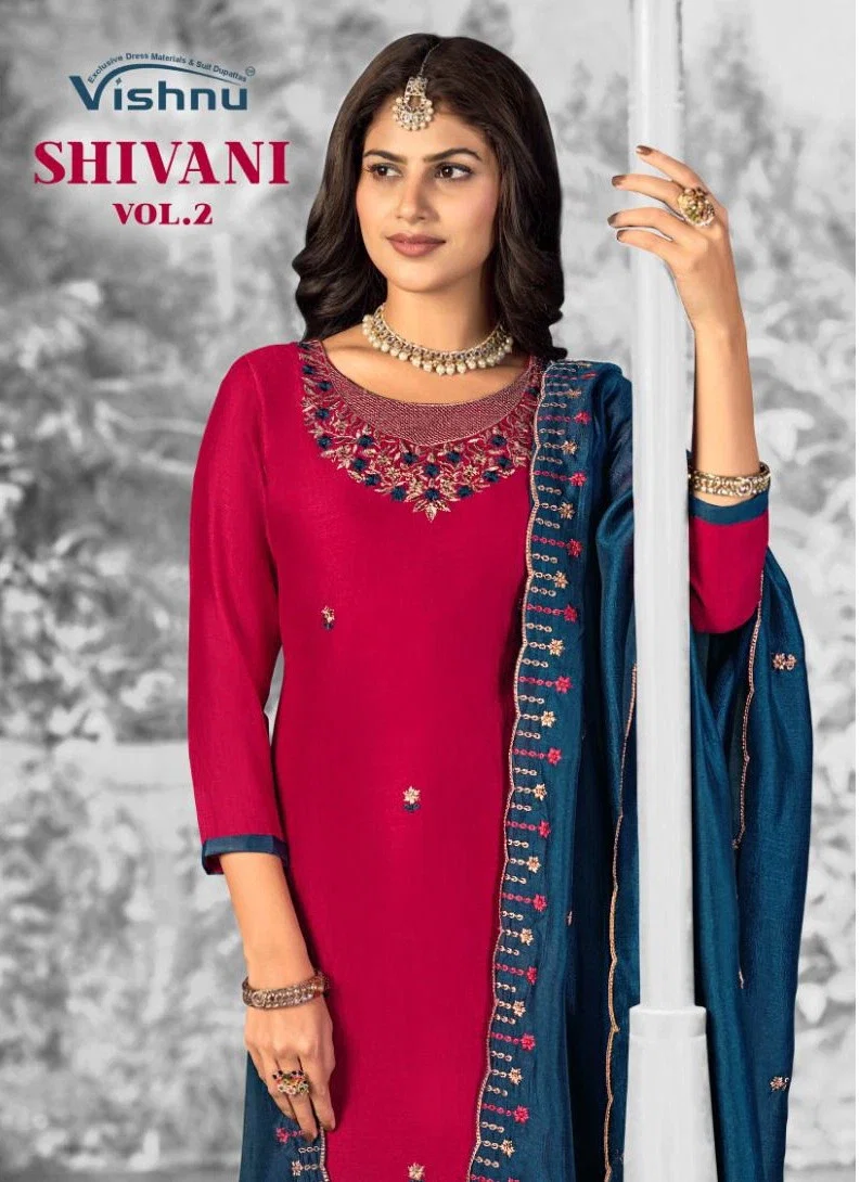 Vishnu Shivani Vol 2 Vichitra Silk Dress Material Collection