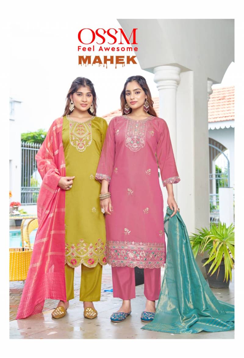 Ossm Mehek Roman Simmer Kurti Bottom And Dupatta Collection