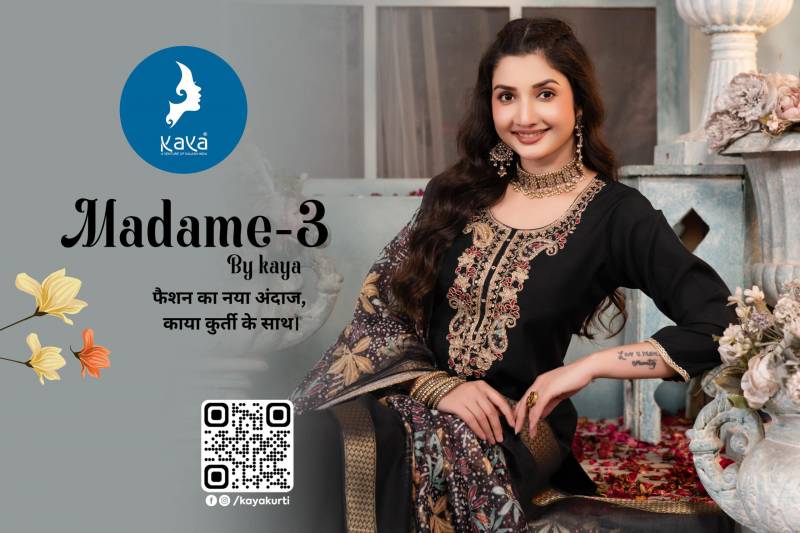 Kaya Madame Vol 3 Roman Silk Kurti Pant And Dupatta Collection