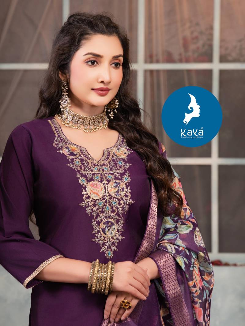Kaya Madame Vol 3 Roman Silk Kurti Pant And Dupatta Collection