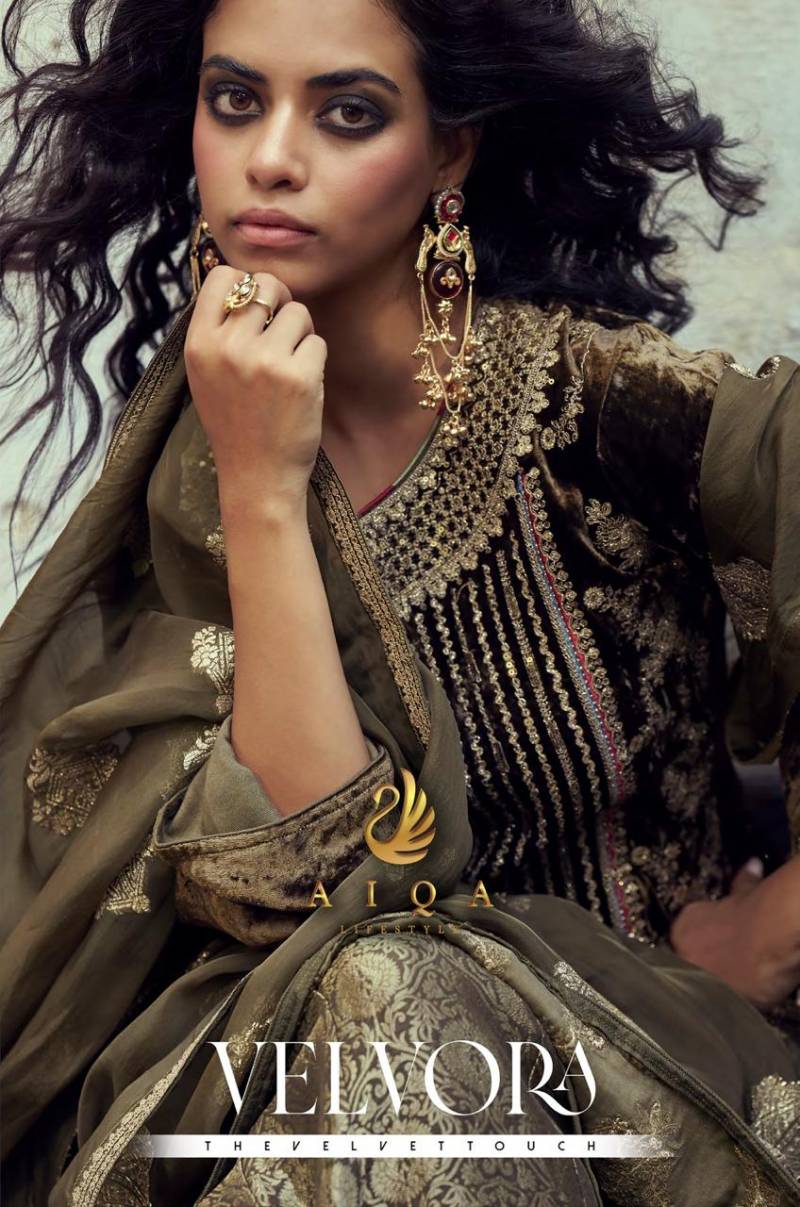 Aiqa Velvora Viscose Velvet Salwar Suits Festival Wear Collection