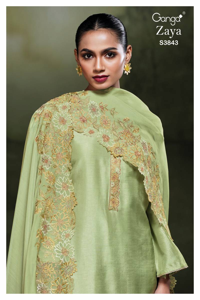 Ganga Zaya 3843 Pure Bemberg Russian Silk Salwar Suit Collection