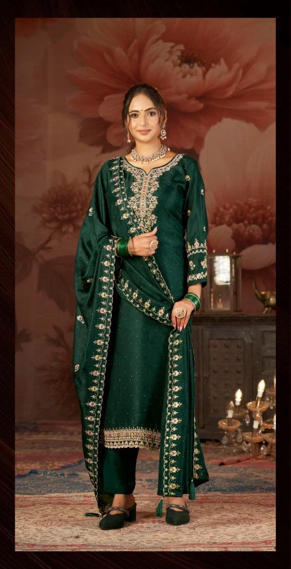 Triple Aaa Eloenai Viscose Silk Jacquard Work Dress Material Collection