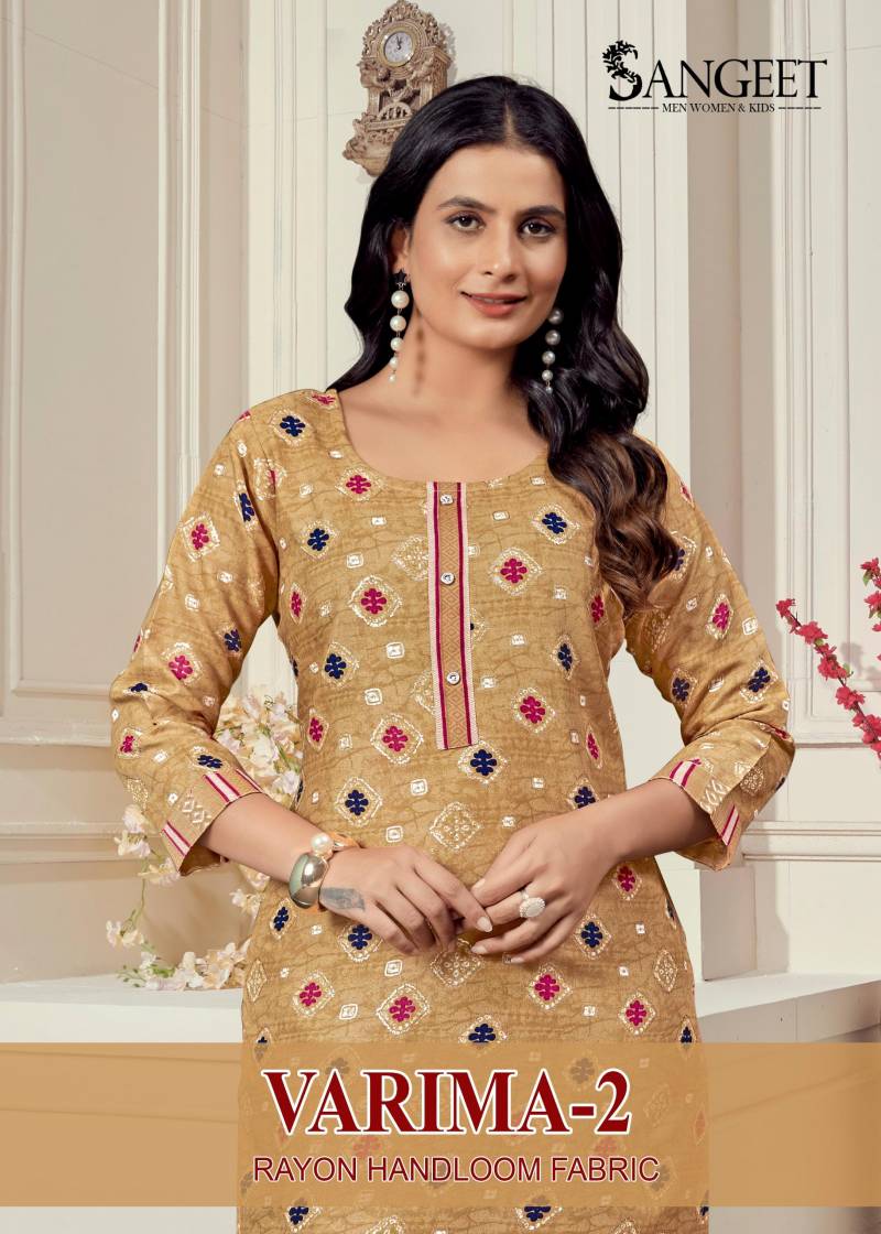 Sangeet Varima Vol 2 Rayon Handloom Kurti With Bottom Collection