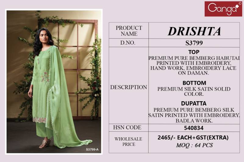 Ganga Drishta 3799 Pure Bemberg Printed Salwar Kameez Collection