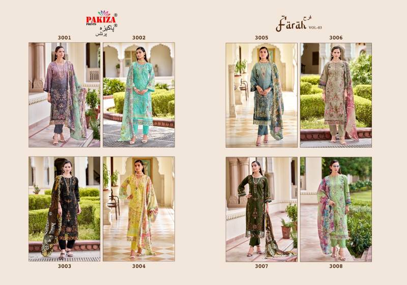 Pakiza Farah Vol 3 Lawn Cotton Embroidery Work Dress Material Collection