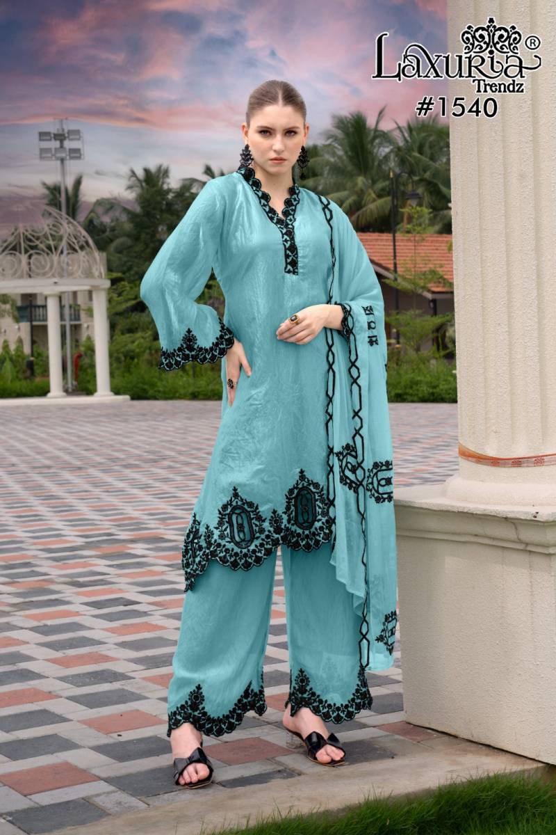 Laxuria Trendz 1540 Fandy Silk Top Plazzo And Dupatta Readymade Collection