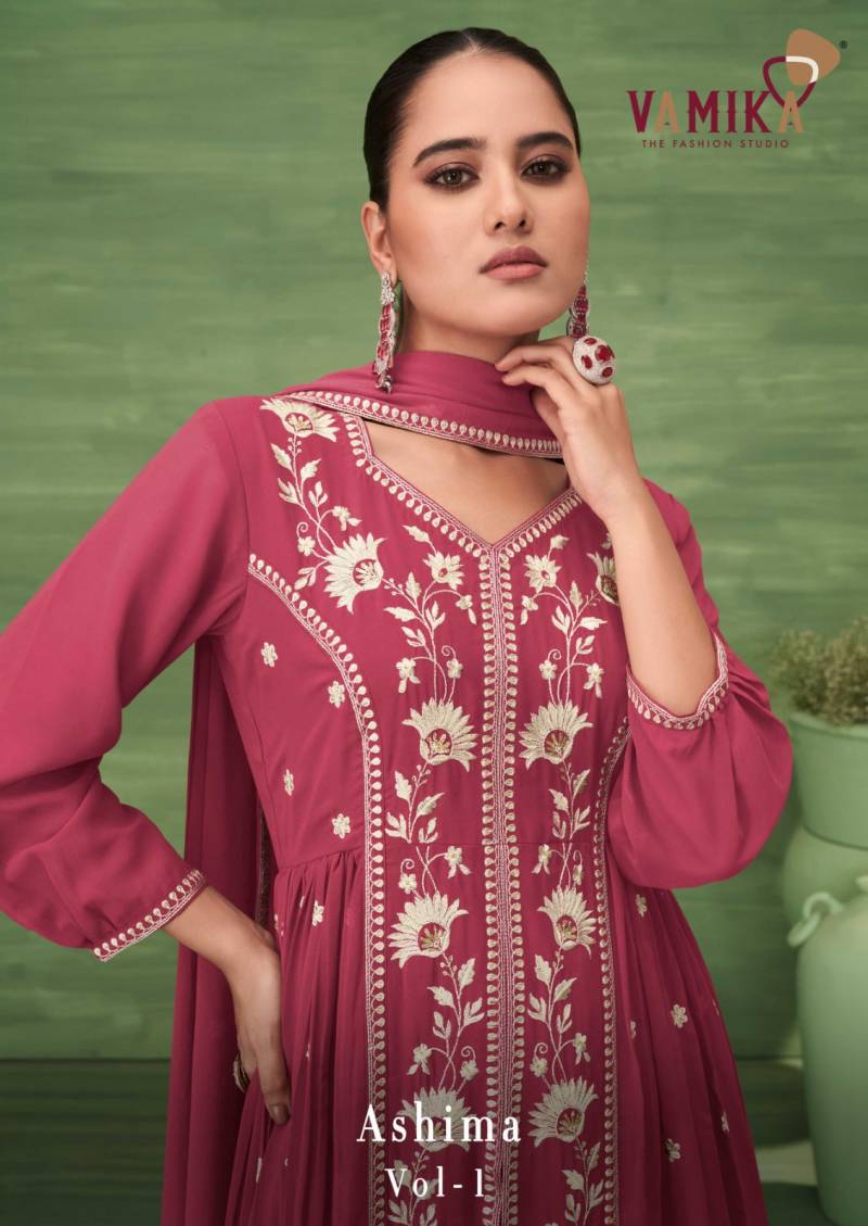 Vamika Ashima Vol 1 Bloomung Jorjet Work Top Plazzo And Dupatta