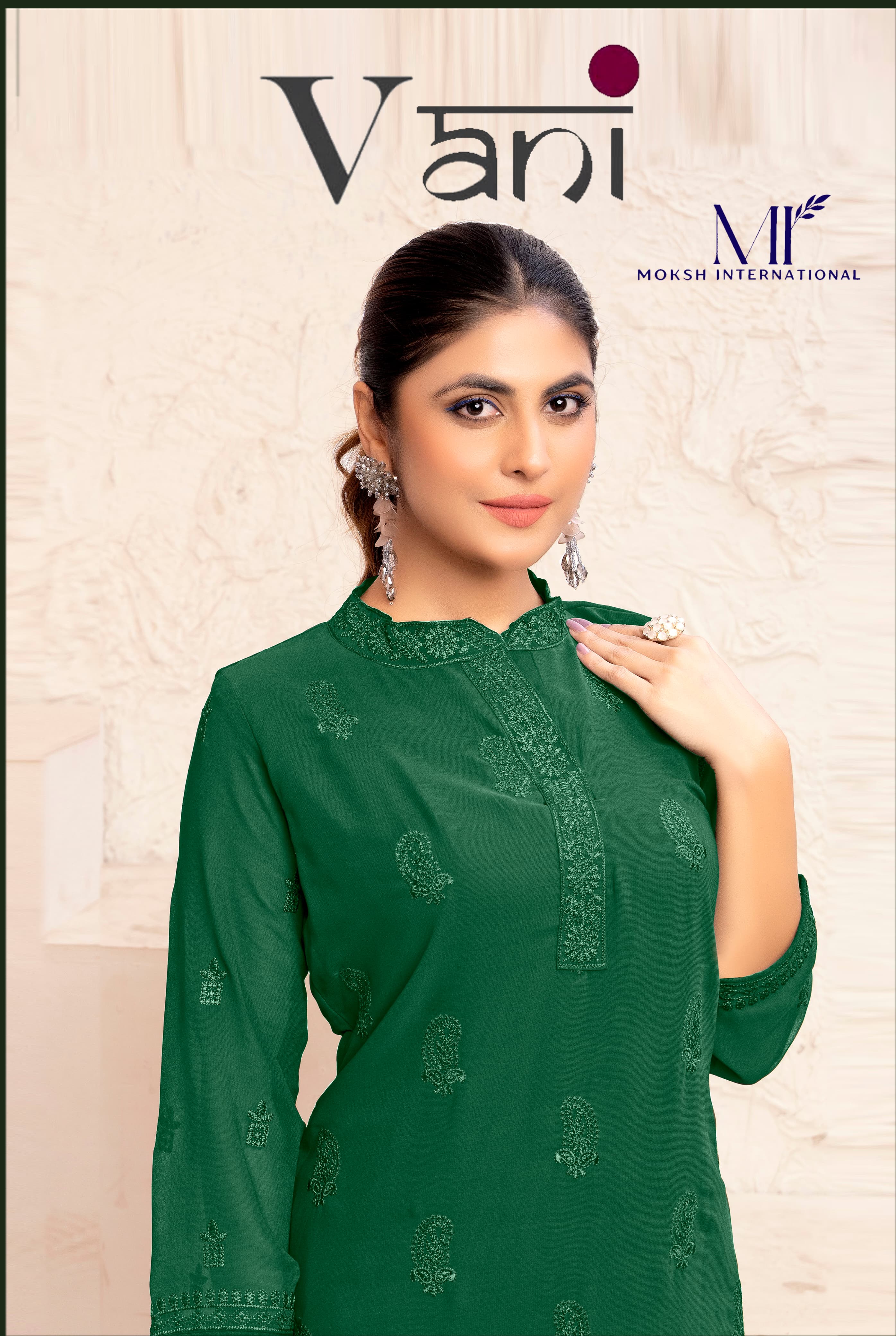 Moksh Vani Vol 1 Heavy Faux Georgette Embroidery Kurti With Bottom