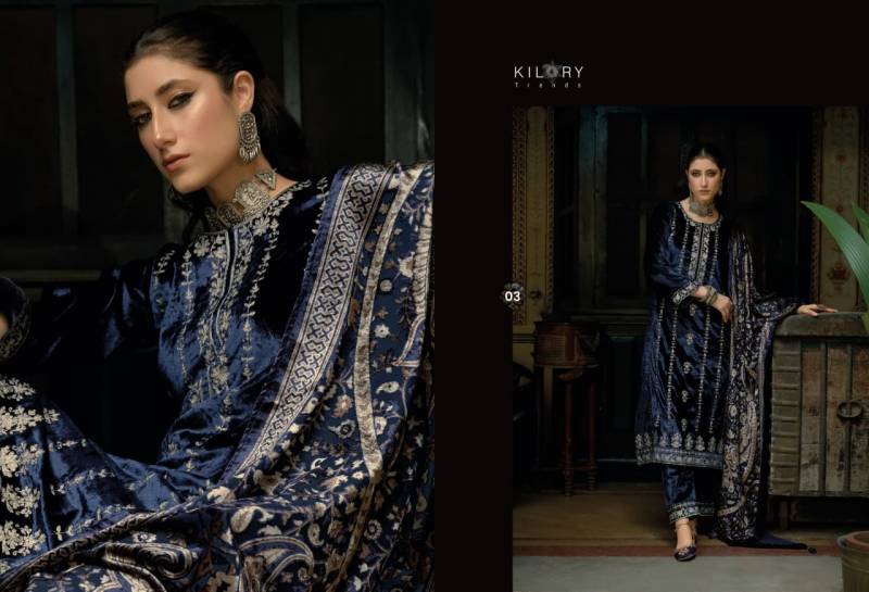 Kilory Fanna Pure Velvet Embroidery Salwar Kameez Collection