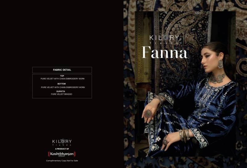Kilory Fanna Pure Velvet Embroidery Salwar Kameez Collection