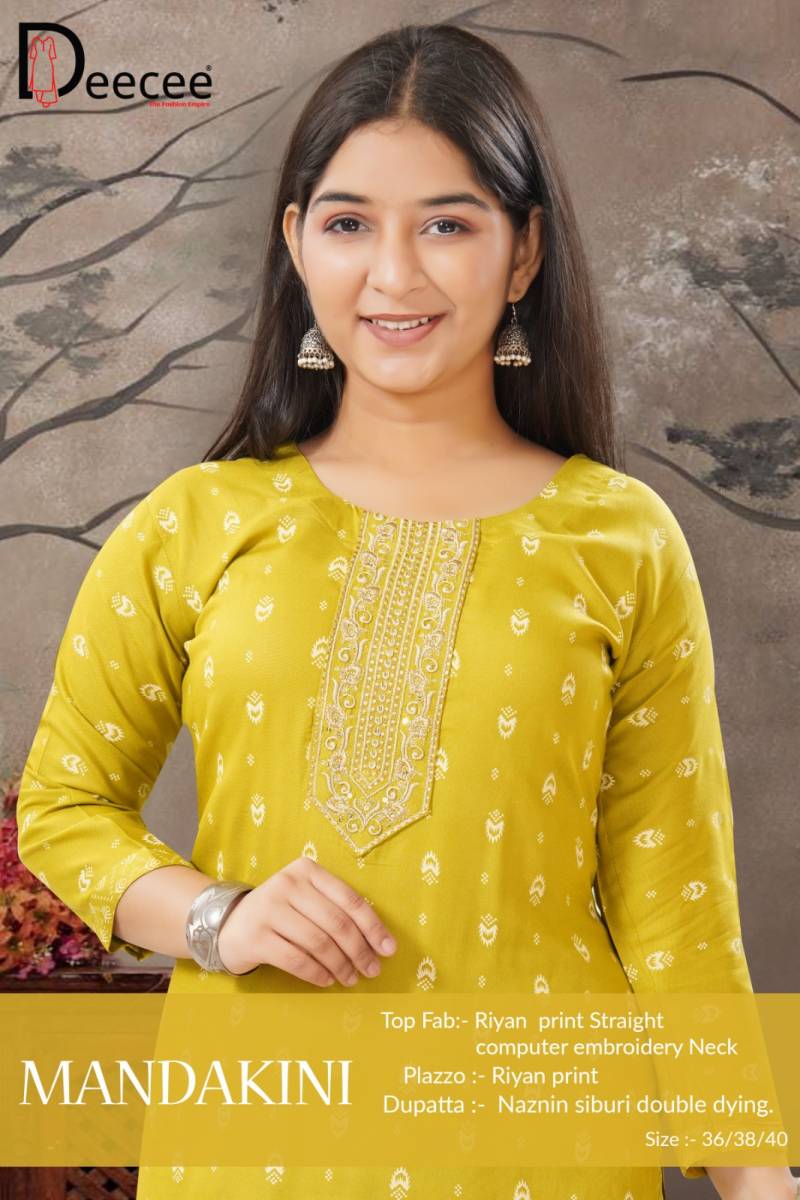 Deecee Mandakini Embroidered Rayon Printed Kurti Set