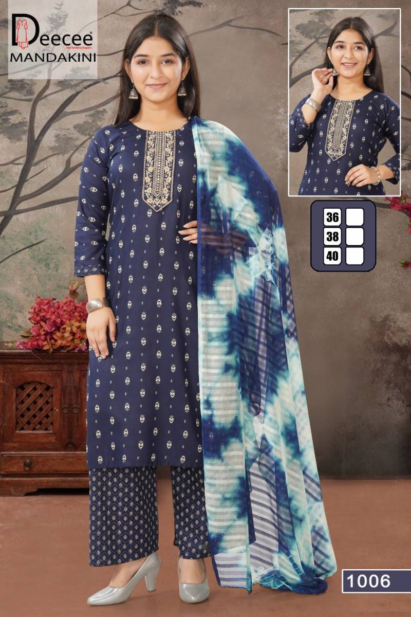Deecee Mandakini Embroidered Rayon Printed Kurti Set