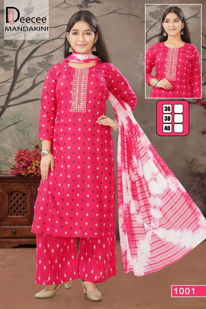 Deecee Mandakini Embroidered Rayon Printed Kurti Set