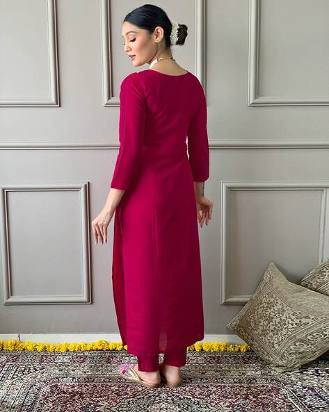 Navya Kurti 134 Party Wear Embroidery Worked Cotton Silk Kurti with Pant and Dupatta Set 
