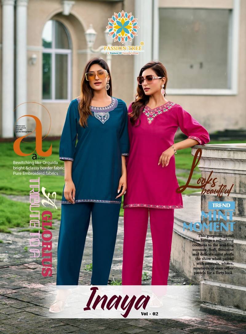 Inaya Vol 2 By Passion Tree Vetican Silk Co Ord Set Casual Wear Collection