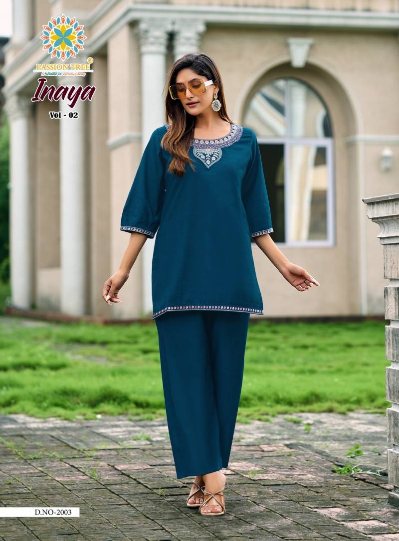 Inaya Vol 2 By Passion Tree Vetican Silk Co Ord Set Casual Wear Collection