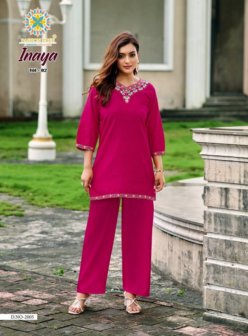 Inaya Vol 2 By Passion Tree Vetican Silk Co Ord Set Casual Wear Collection