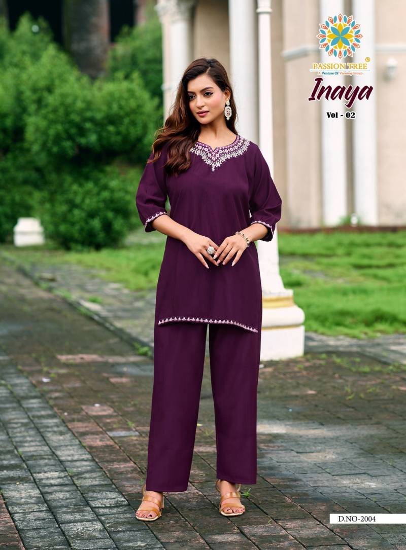 Inaya Vol 2 By Passion Tree Vetican Silk Co Ord Set Casual Wear Collection