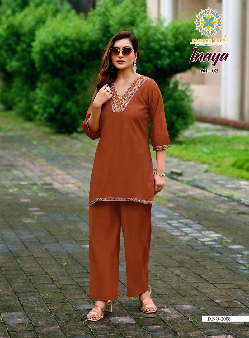 Inaya Vol 2 By Passion Tree Vetican Silk Co Ord Set Casual Wear Collection