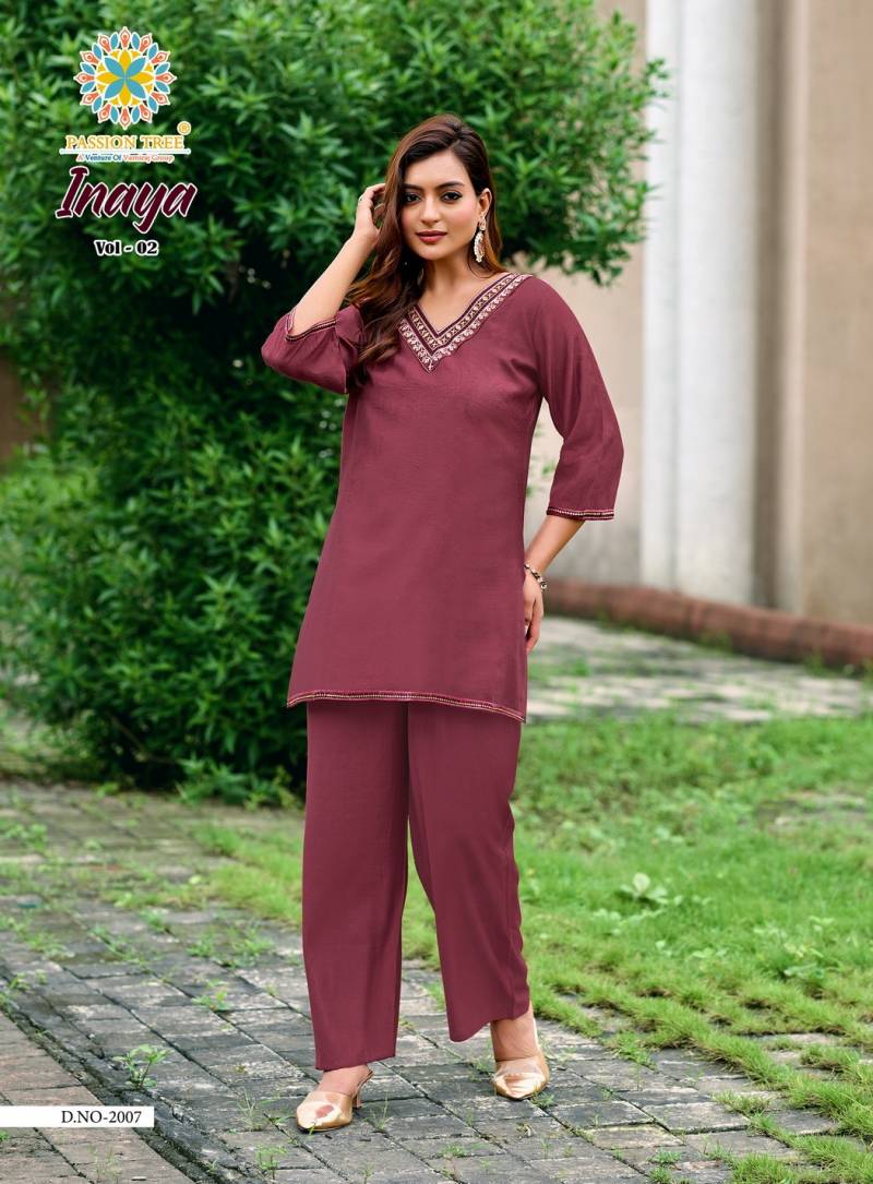 Inaya Vol 2 By Passion Tree Vetican Silk Co Ord Set Casual Wear Collection