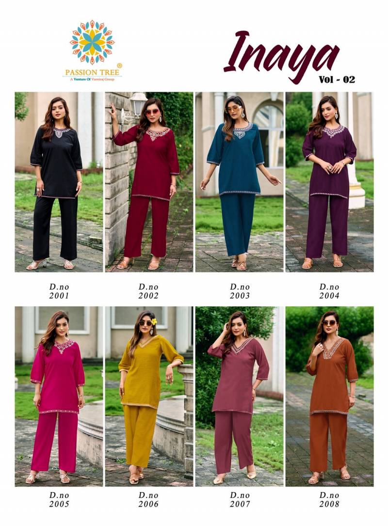 Inaya Vol 2 By Passion Tree Vetican Silk Co Ord Set Casual Wear Collection