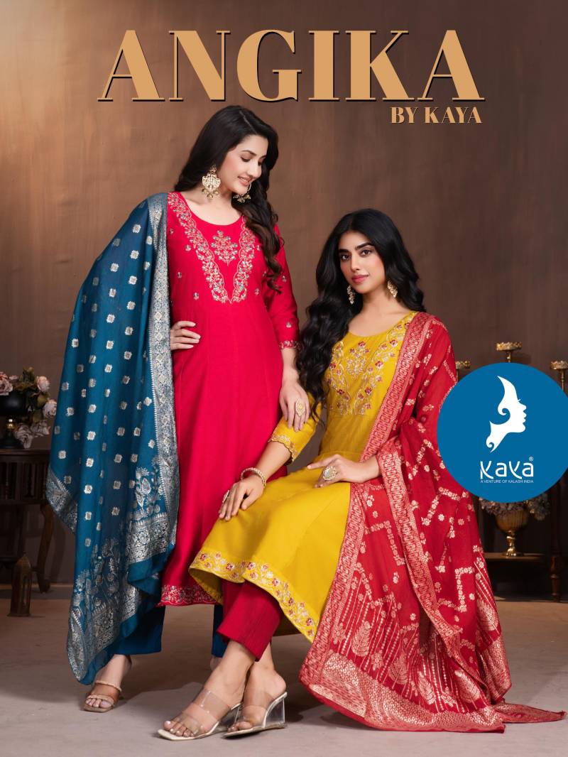 Kaya Angika Gadhwal Silk Anarkali Top And Bottom Dupatta Collection