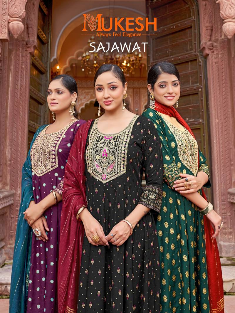 Mukesh Sajawat Rayon Kurti Pant With Dupatta Collection