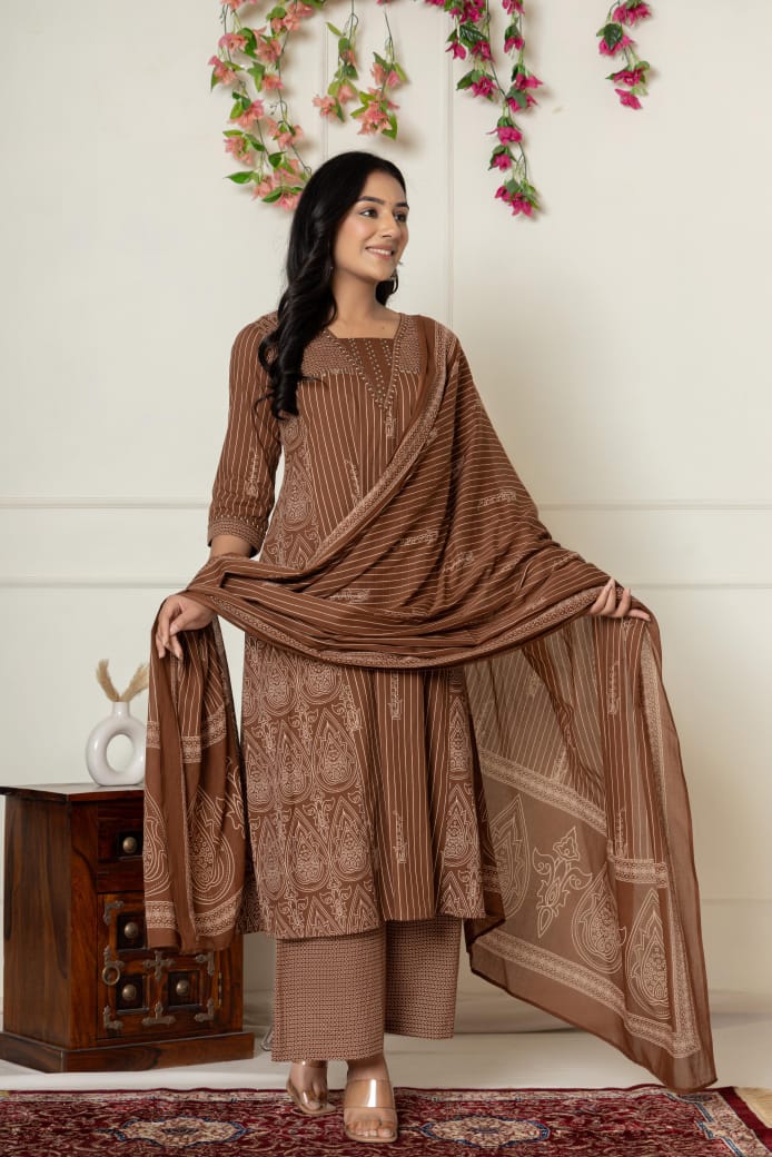 Naisha K 309 Cotton Kurti And Plazzo Dupatta Casual Wear Collection