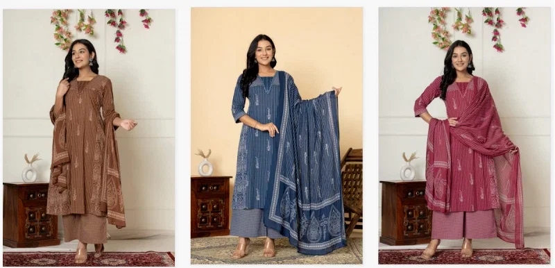 Naisha K 309 Cotton Kurti And Plazzo Dupatta Casual Wear Collection