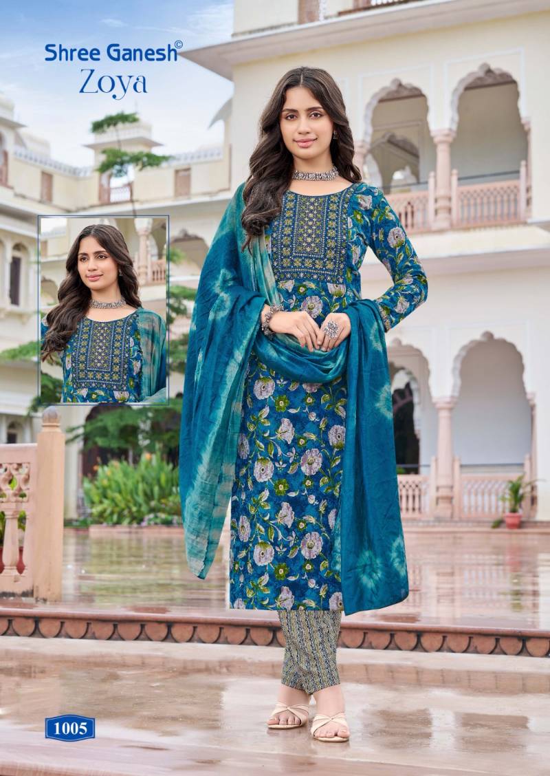 Shree Ganesh Zoya Vol 1 Rayon Printed Kurti With Bottom Dupatta Collection