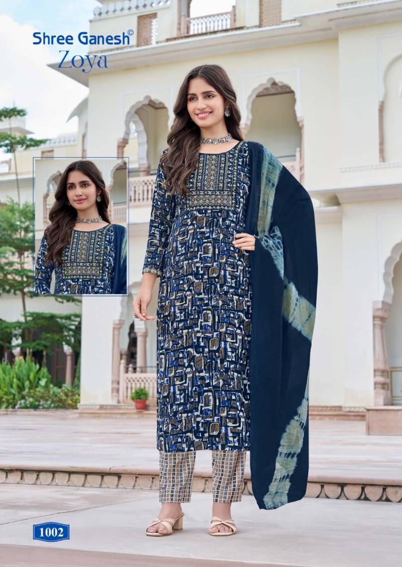 Shree Ganesh Zoya Vol 1 Rayon Printed Kurti With Bottom Dupatta Collection
