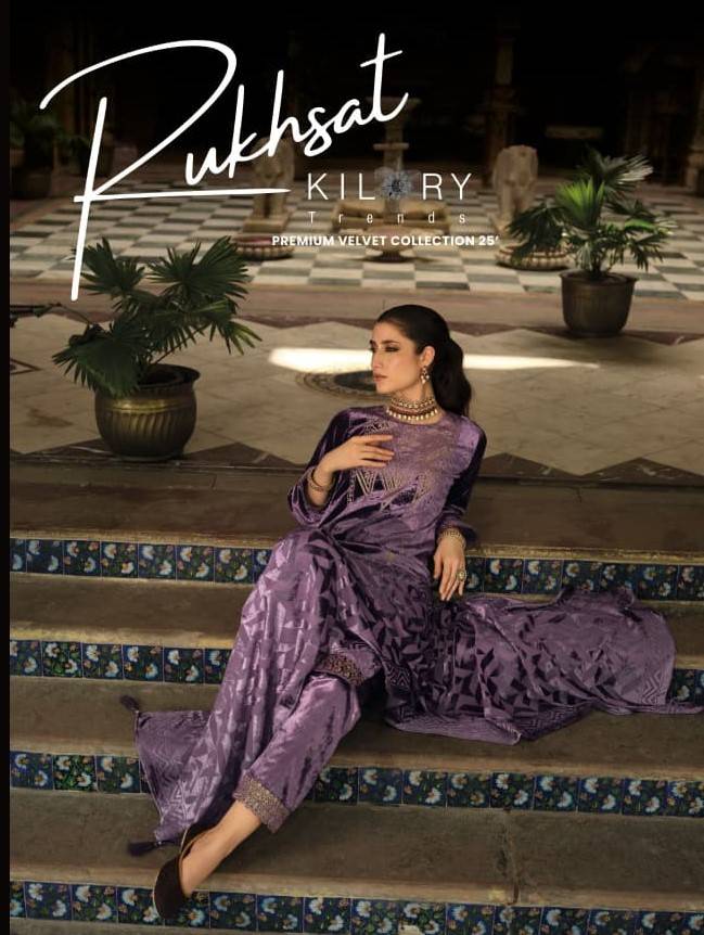 Kilory Rukhsat Pure Velvet Embroidery Work Salwar Kameez Collection