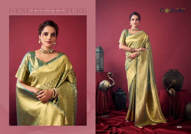 Gobuni Shringar Tissue Silk With Zhallar Saree Collection