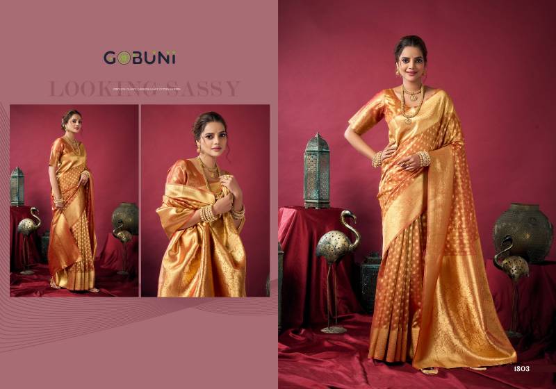 Gobuni Shringar Tissue Silk With Zhallar Saree Collection