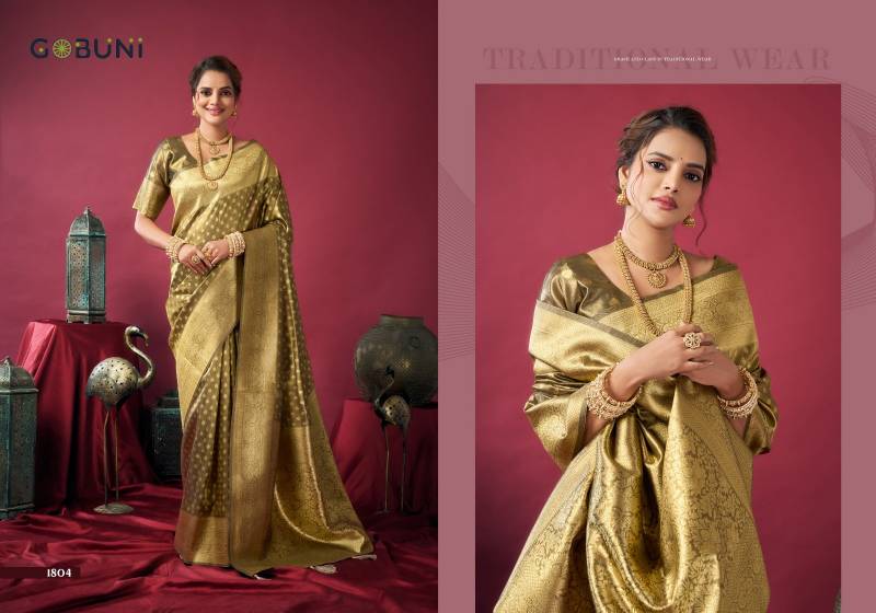 Gobuni Shringar Tissue Silk With Zhallar Saree Collection