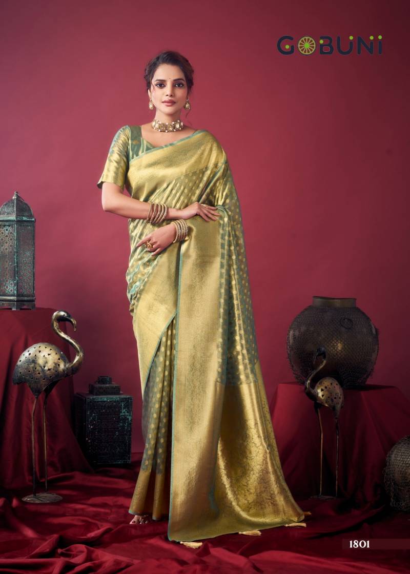 Gobuni Shringar Tissue Silk With Zhallar Saree Collection