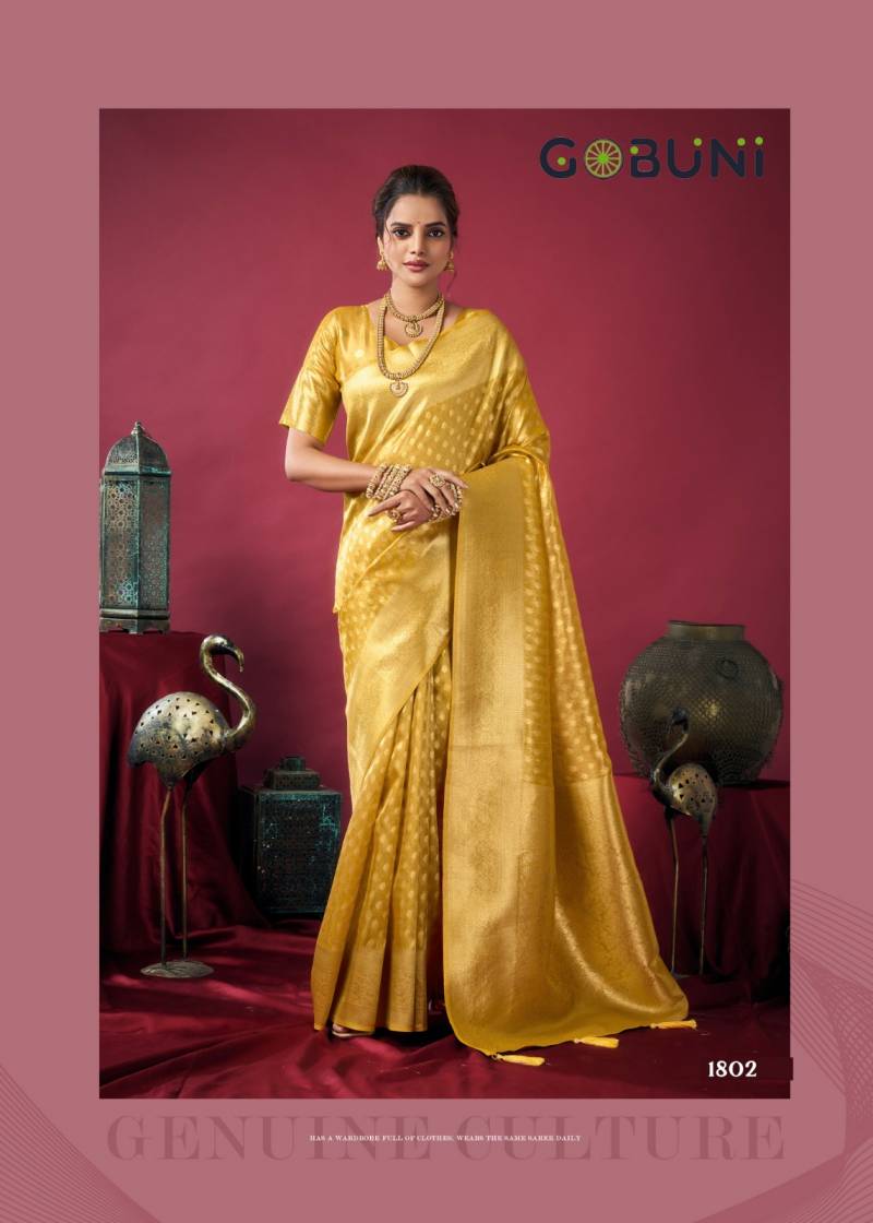 Gobuni Shringar Tissue Silk With Zhallar Saree Collection