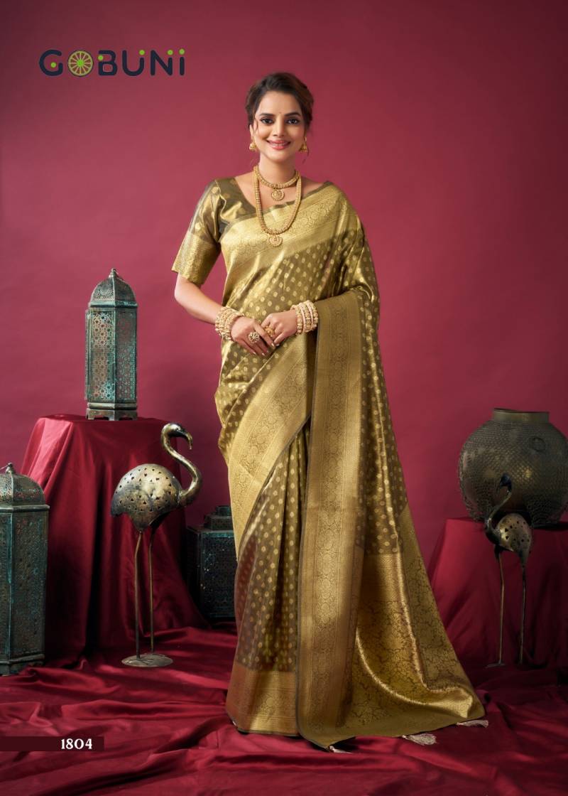 Gobuni Shringar Tissue Silk With Zhallar Saree Collection