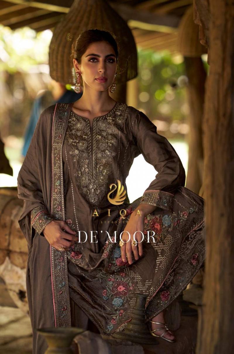 Aiqa De Moor Russian Silk Fancy Work Festival Wear Salwar Suits