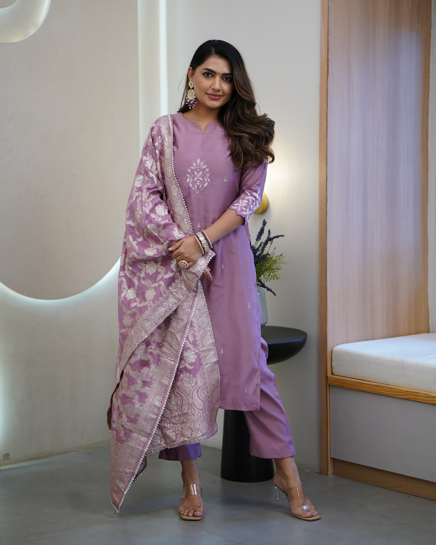 Navya Kurti 135 Party Wear Embroidery Worked Cotton Silk Kurti with Pant and Dupatta Set 