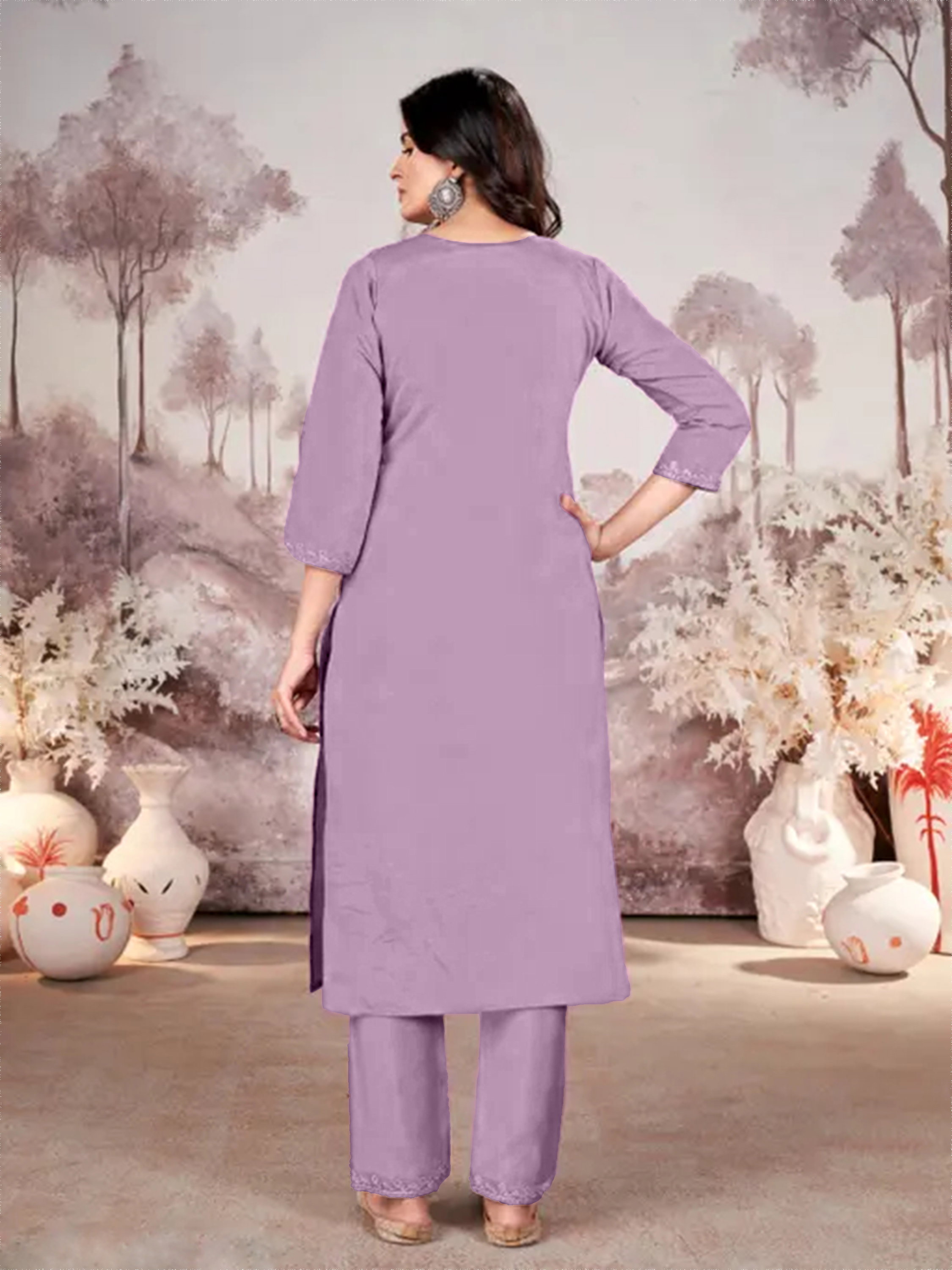 Navya Kurti 135 Party Wear Embroidery Worked Cotton Silk Kurti with Pant and Dupatta Set 