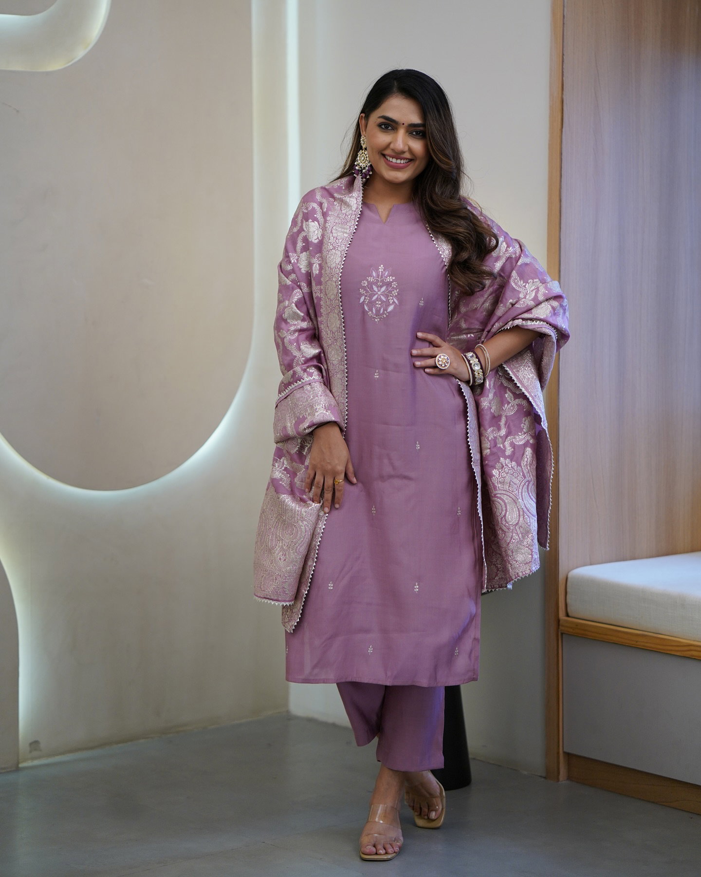 Navya Kurti 135 Party Wear Embroidery Worked Cotton Silk Kurti with Pant and Dupatta Set 