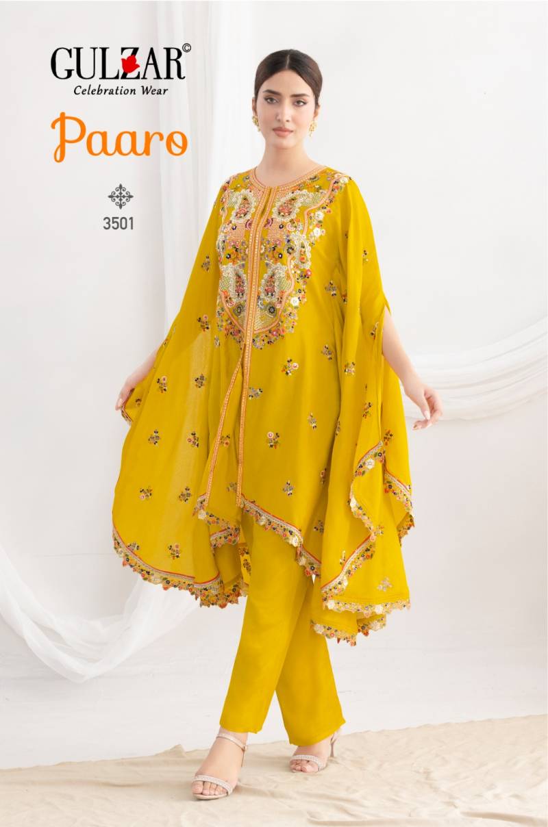 Gulzar Paaro Elegant Chinon Embroidery Designer Kaftan Collection
