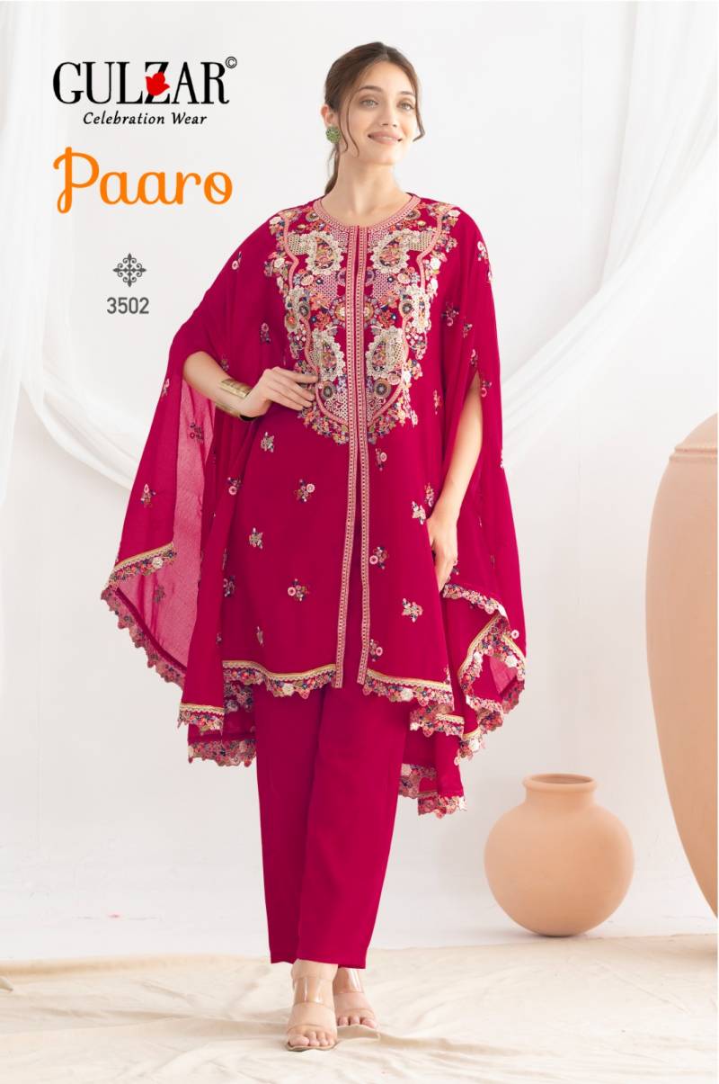 Gulzar Paaro Elegant Chinon Embroidery Designer Kaftan Collection