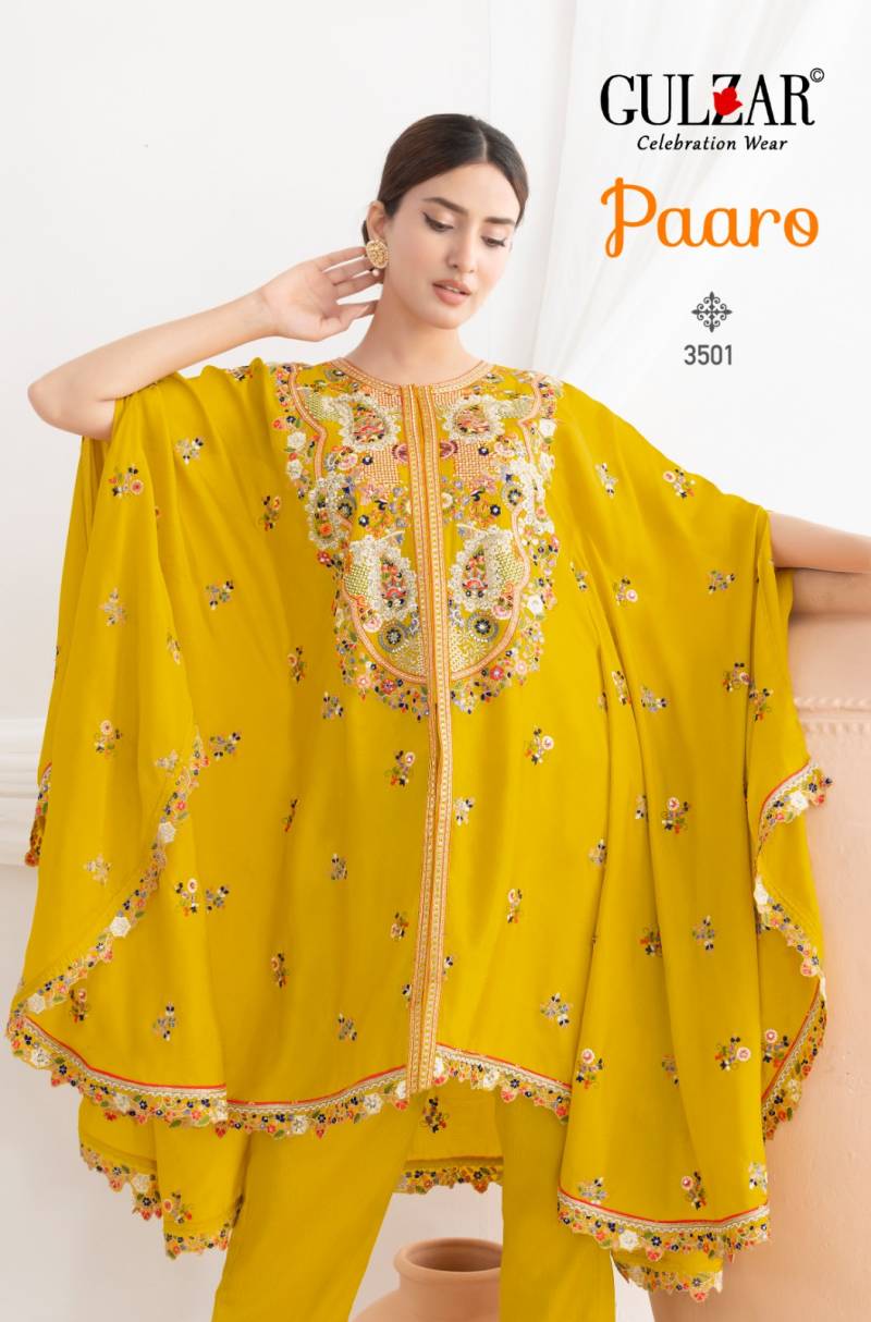 Gulzar Paaro Elegant Chinon Embroidery Designer Kaftan Collection