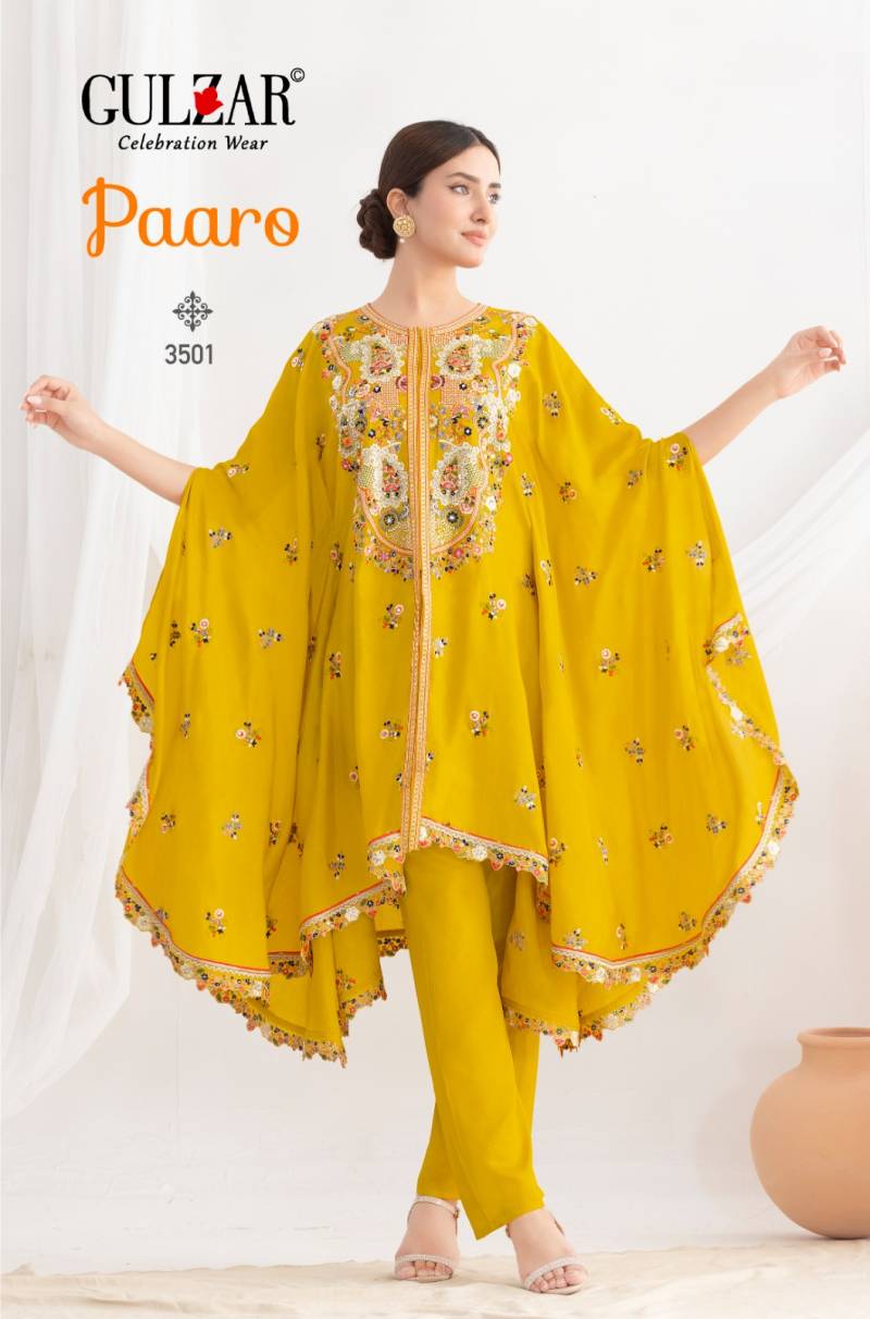 Gulzar Paaro Elegant Chinon Embroidery Designer Kaftan Collection